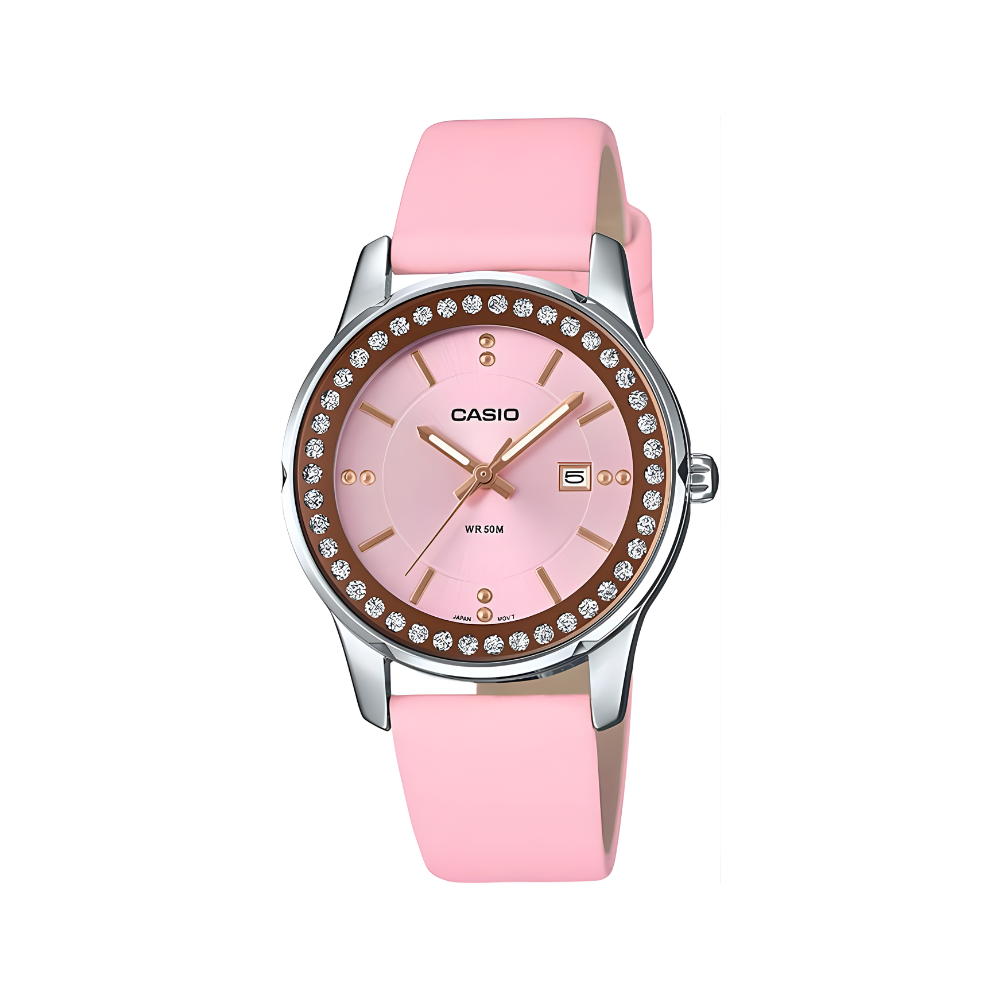 Casio Analog Pink Leather Women's Watch