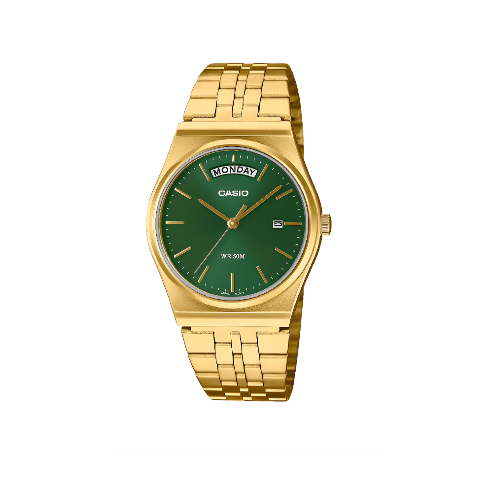 Casio Analog Green Dial Stainless Steel Men's Watch